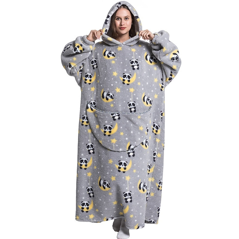 Super Long Hoodie Blanket Flannel Blanket with Sleeves Winter Hooded Sweatshirt  Pullover Giant Oversized Blanket The Clothing Company Sydney