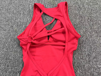 Women's Padded Jumpsuit Sport Yoga Set Bodysuit Fitness Wear Gym Sportswear High Elastic Workout Running Clothes - The Clothing Company Sydney