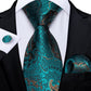 Men's Tie Teal Green Paisley Novelty Design Silk Wedding Tie for Men Handky cufflink Tie Set Party Business Fashion Set The Clothing Company Sydney