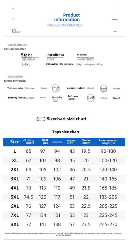 Ice Silk T-Shirts Men Plus Size Tshirt Tee Shirt Breathable Running Top