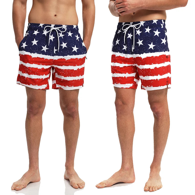 Men's Shorts Breathable Long Lining Gym Homme Quick Dry Zipper Pocket Beach Shorts Swim Trunks The Clothing Company Sydney