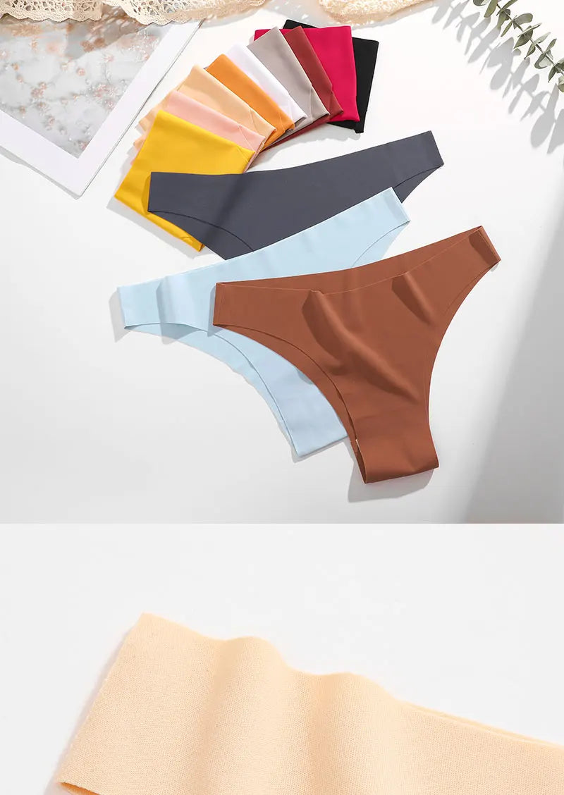 6 Pack Ice Silk Seamless Underwear Low Waisted Pants Breathable High Elasticity Lingerie Intimates Panties Briefs