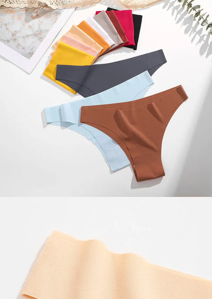 6 Pack Ice Silk Seamless Underwear Low Waisted Pants Breathable High Elasticity Lingerie Intimates Panties Briefs