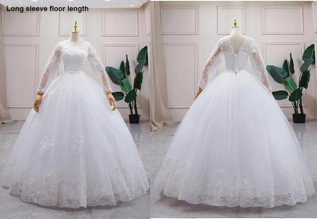 Luxury Full Sleeve V-neck Bride Dress With Train Ball Gown Princess Classic Wedding Gowns Wedding Dress The Clothing Company Sydney