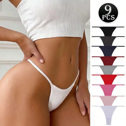 9-pack ribbed low-waist seamless thong panties in assorted colors by The Clothing Company Sydney