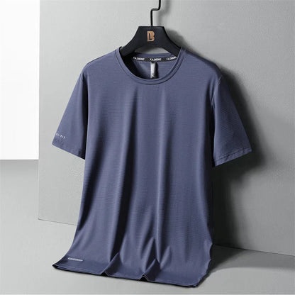 Ice Silk T-Shirts Men Plus Size Tshirt Tee Shirt Breathable Running Top