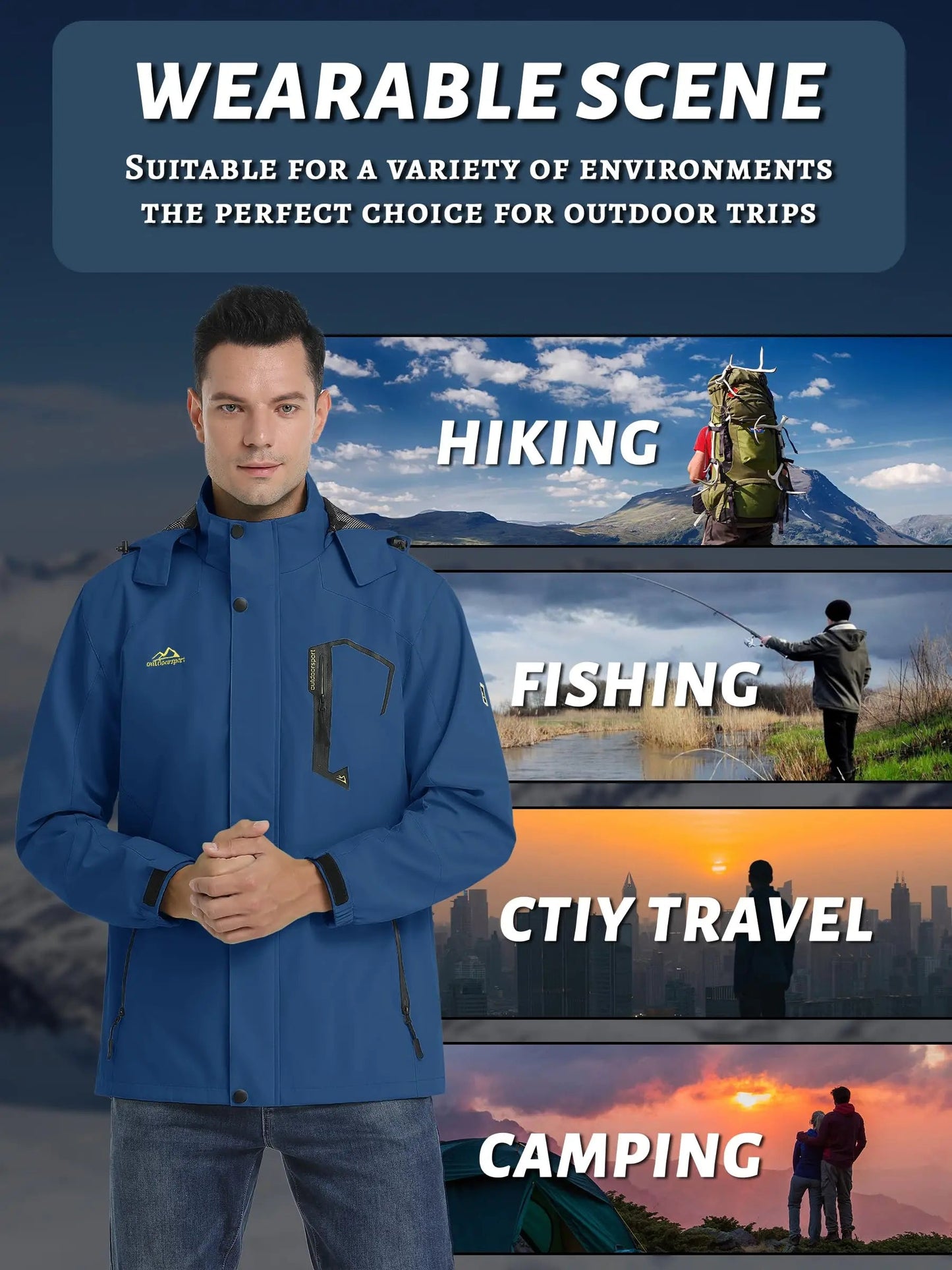 Lightweight Windbreaker Mens Mesh Lined Waterproof Rain Jacket Outdoor Fishing Hiking Jacket with Detachable Hood The Clothing Company Sydney
