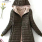 Women's Jacket Winter Mid Length Hooded Fit Plus Fleece Cotton Padded Coat Warm Lamb Fleece Parkas Winter Jackets