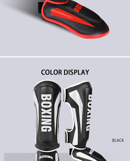 Muay Thai shin guards with foot and back protection for boxing and taekwondo training by The Clothing Company Sydney