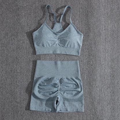 Womens Two Piece Set Peach Shorts Trackuists Gym Yoga Running Halter Fitness Shorts Push Up Bra Top Set The Clothing Company Sydney