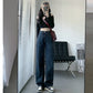 High Waisted Jeans Y2K Fashion Women Clothing Blue Black Straight Leg Denim Pants Trousers Mom Jean Baggy Trousers