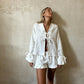 Lace Up Bow Short Sets For Women's Solid V-neck Long Sleeve Blouse Ruffles Shorts Suit Spring Summer Matching Outfit Set