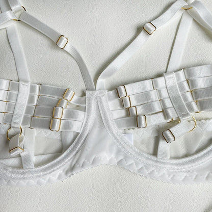 5-Piece Costume Hollow Underwear Sensual Open Bra Outfits Lingerie Set - The Clothing Company Sydney
