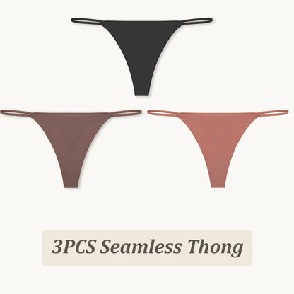 3 Pack Seamless Thong Women Thin Strap Low Waist High Flexibility Panties Briefs T-back Comfortable Underwear The Clothing Company Sydney