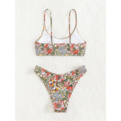 Floral Printed Brazilian Mid Waist Bikini Women Swimwear Swimsuit Two-piece Bikini set Bather Bathing Suit The Clothing Company Sydney