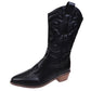 Gold Mid-calf Boots Women's Side Zipper Silver Pointed Western Cowboy Boots Retro Fashion Black Boots Plus Size Boots The Clothing Company Sydney