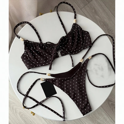 2 Piece Push Up Swimsuit Swimwear Bikini Set Beads Biquini Bathing Suit Dot Swimming Suit Beachwear The Clothing Company Sydney
