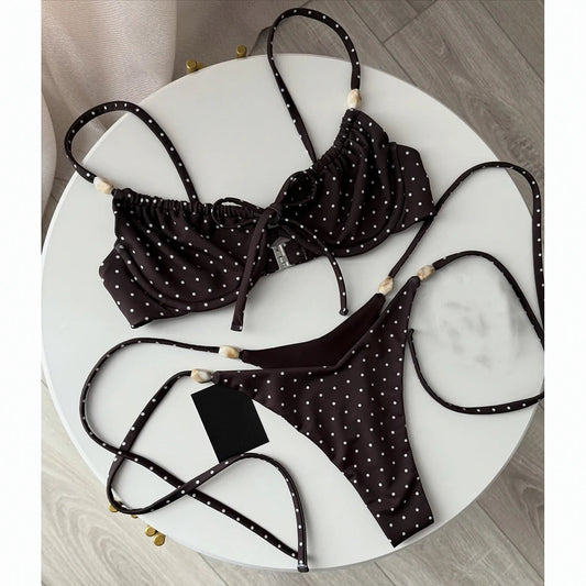 2 Piece Push Up Swimsuit Swimwear Bikini Set Beads Biquini Bathing Suit Dot Swimming Suit Beachwear The Clothing Company Sydney