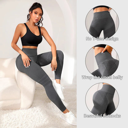 Women's High Waisted Elastic Fitness Leggings Running Yoga Pants Sports Lines Lift Sports Pants