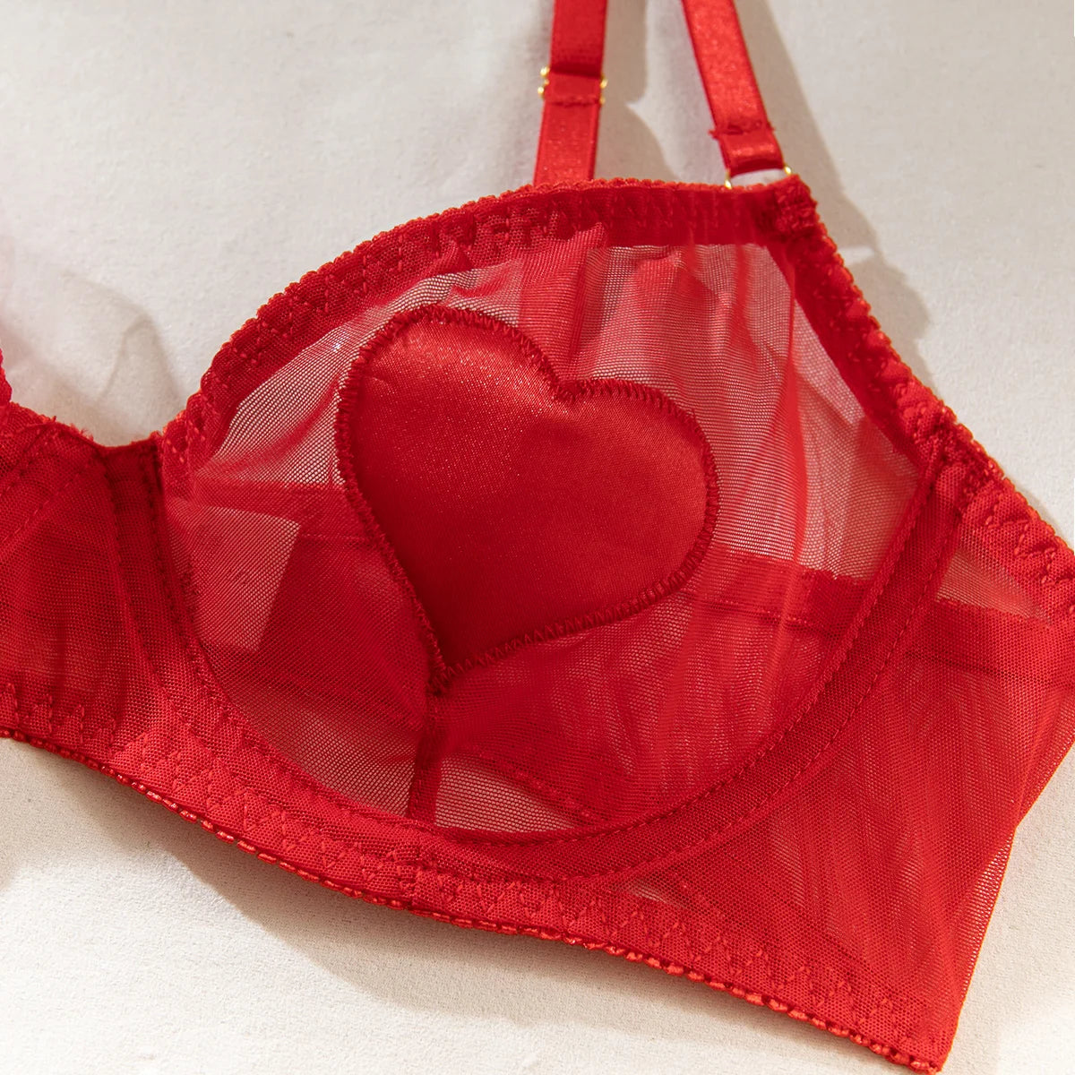 Pink Heart Patchwork Lingerie 4 Piece Mesh See-through Bras And Panties Suits With Stocking Fancy Set The Clothing Company Sydney