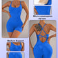 Women's Jumpsuit Short Bodycon High Elasticity Nylon Bodysuit Yoga Sports Workout Gym One Piece Criss Cross Activewear