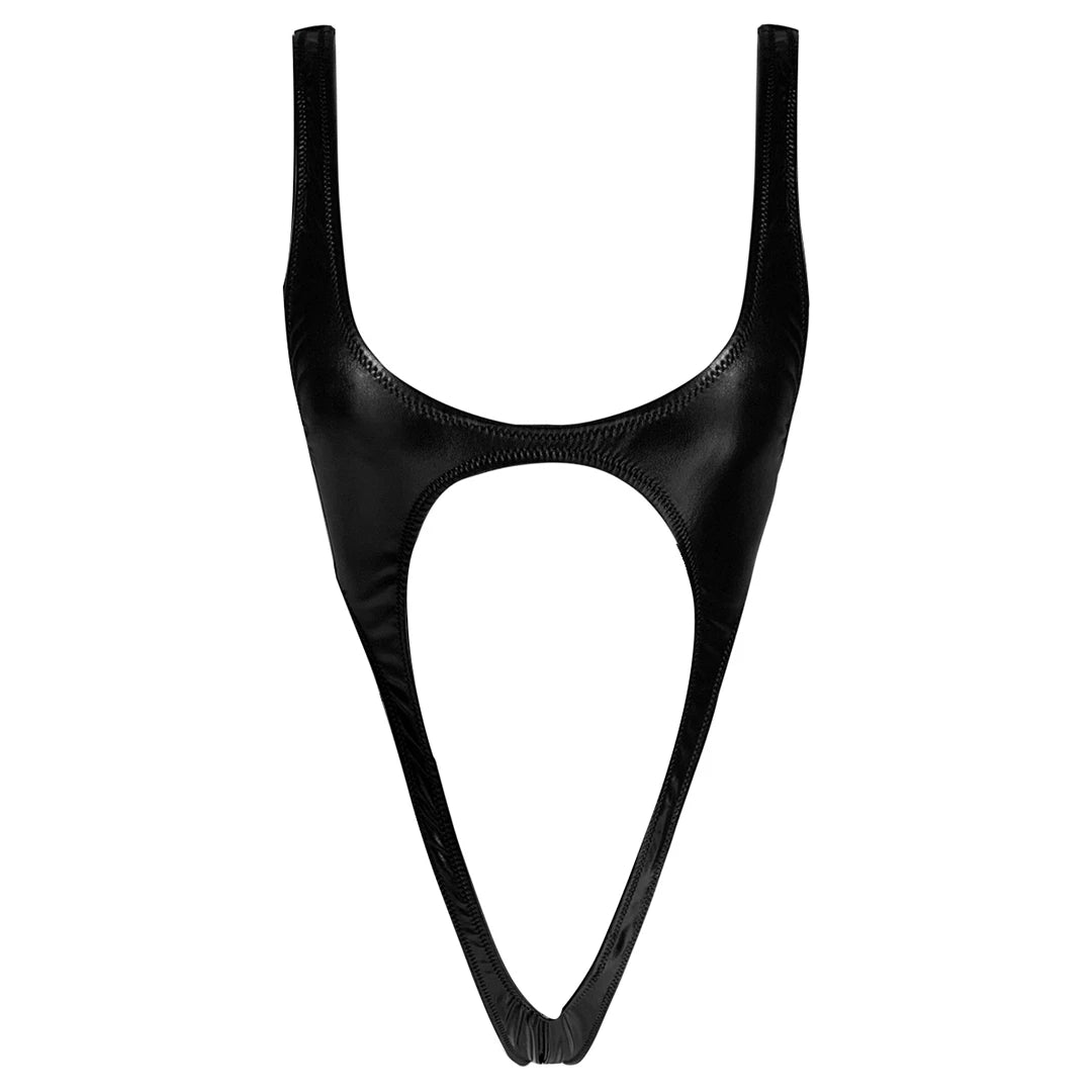 One Piece PU Faux Leather Cut Out Thong Swimwear Swimsuit Bather Bathing Suit Monokini The Clothing Company Sydney