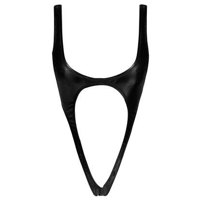 One Piece PU Faux Leather Cut Out Thong Swimwear Swimsuit Bather Bathing Suit Monokini The Clothing Company Sydney