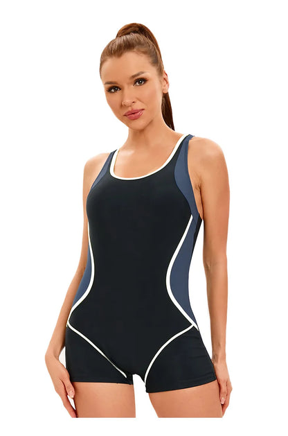 Women's racerback one-piece swimsuit with boyshorts by The Clothing Company Sydney