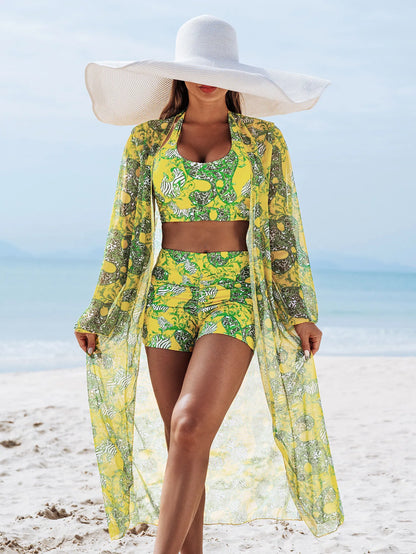 Women's three-piece summer tankini swimsuit set with push-up top and beachwear styling; The Clothing Company Sydney