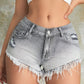 Womens Mini Short Jeans Slant Pocket Ripped Denim Low Waist Skinny Shorts