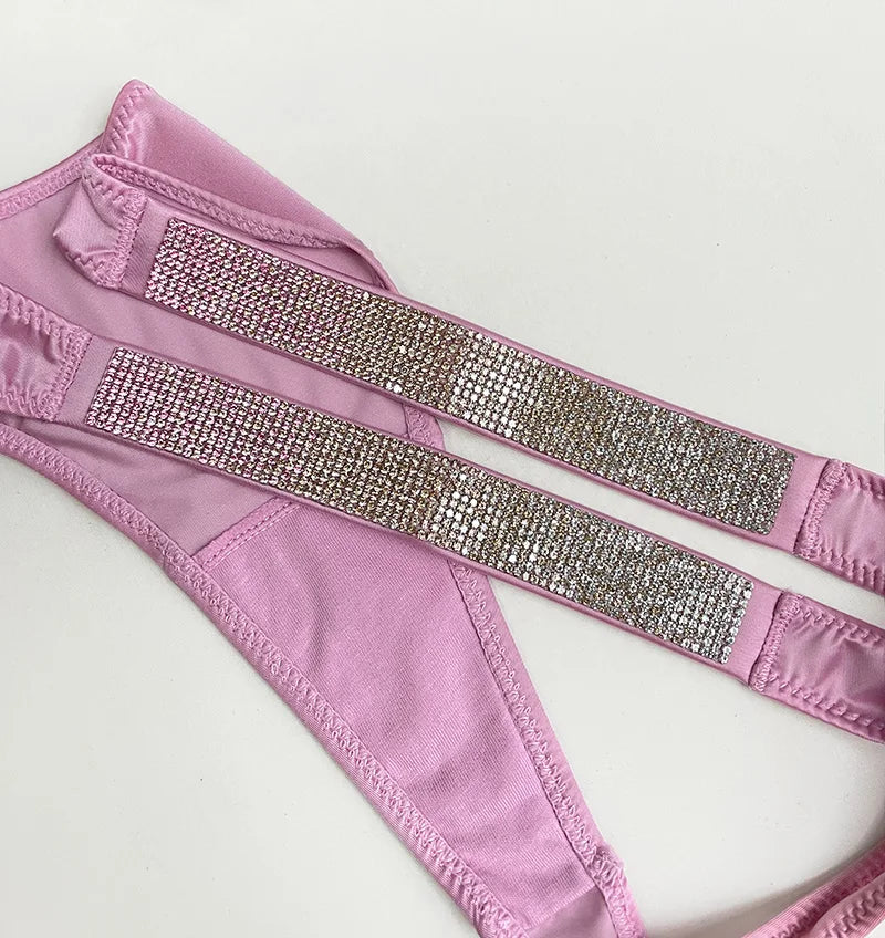 Letter Print Panties Women Thongs Rhinestones Diamonds G-string Sports Thong Low Waist Briefs T-back Underwear