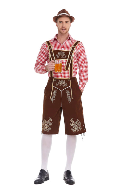 Men's Three Piece Oktoberfest Lederhosen Costume Bavarian German Festivals Suspenders Shirt Hat Male Cosplay Costume The Clothing Company Sydney