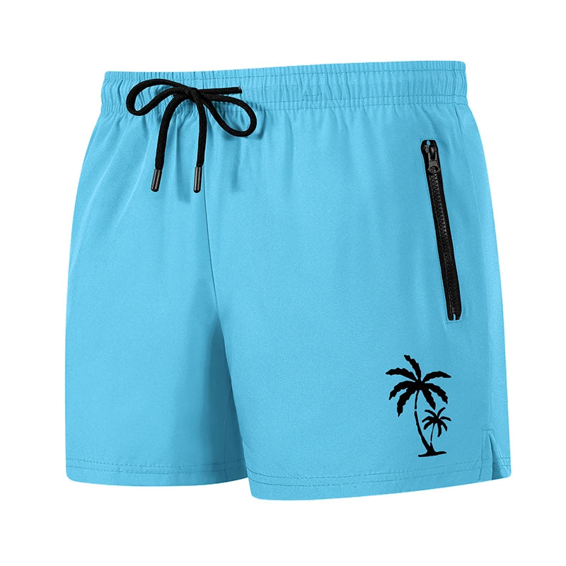 Men's Palm Tree Print Board Shorts Summer Casual Beach Mesh Liner Zipper Pockets Quick Dry Swim Trunks Swimwear The Clothing Company Sydney