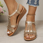 Women's Wedge Sandals Summer Shoes Shiny Rhinestones Elastic Platform Peep Toe Outdoor Sandals