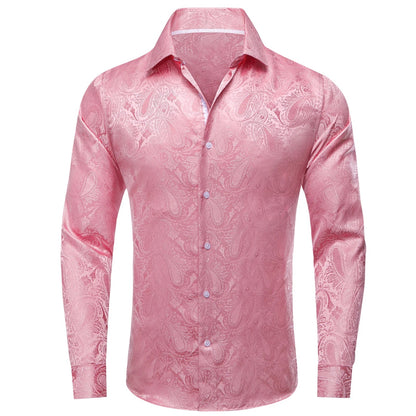 Men's Paisley Teal Blue Pink Grey Shirts Long Sleeve Dress Shirt Blouse for Male Wedding Party Banquet Office Dress Shirt The Clothing Company Sydney