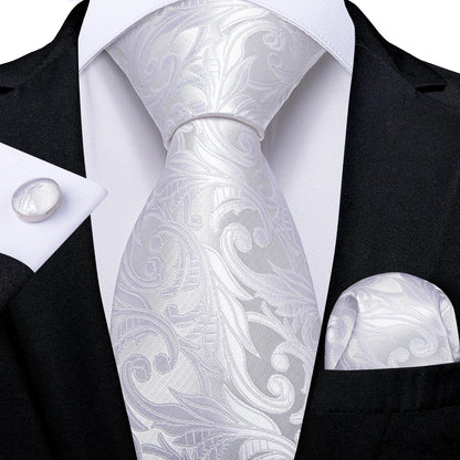 Gray Paisley Silk Tie Set – Men’s Wedding Tie, Pocket Square & Cufflinks The Clothing Company Sydney