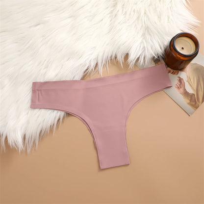 3 Pack Seamless Ultra-thin Panties Women Ice Silk Underwear Panty Low Waist G-string Briefs