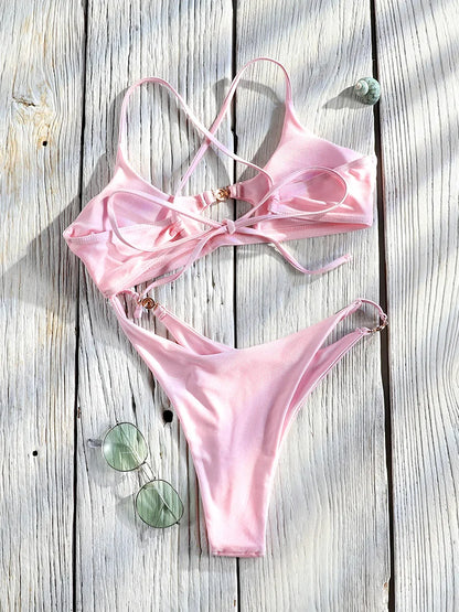 2 Piece Push Up Bikinis Two Piece Suit Bathsuit Bikini Sets Hollow Out Swimsuit String Bathwear Low Waist Swimwear