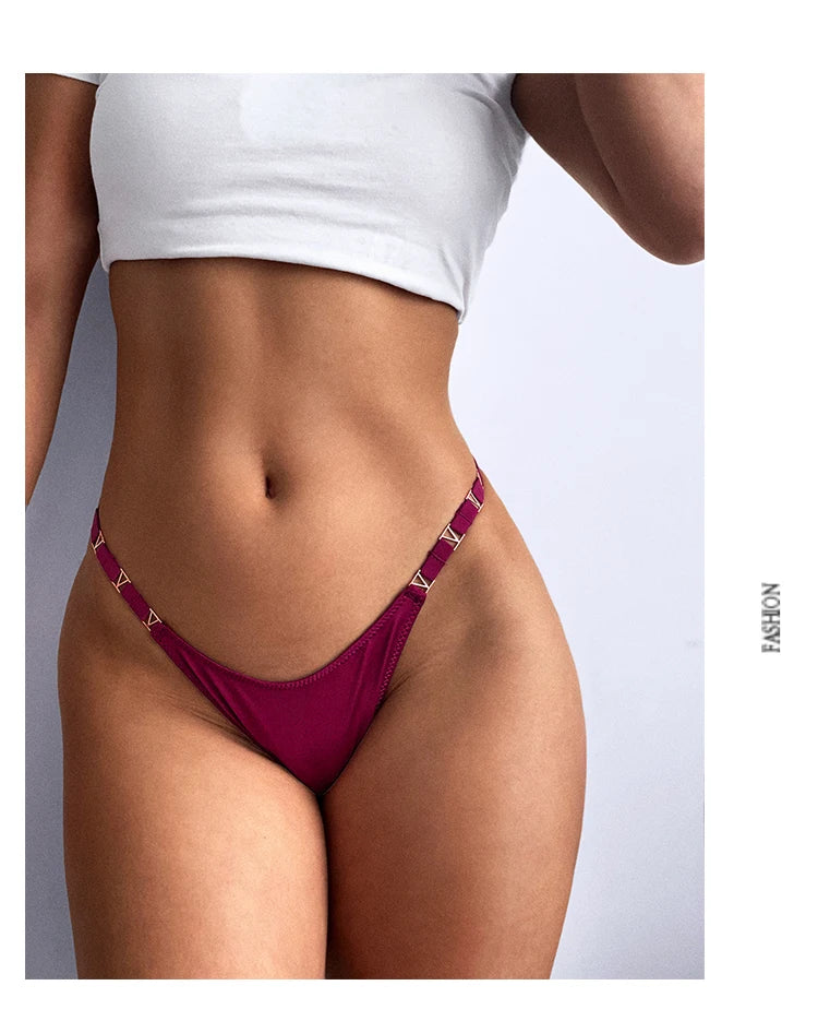 Seamless Thong Women Underwear Briefs Panties Zebra Flower Low Rise Metal Buckle G String Bikini Panty