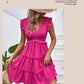 Summer Midi Dresses Casual Red Ruffle Big Hem Holiday Beach Dress Fashion Sleevelee V Neck Dresses The Clothing Company Sydney