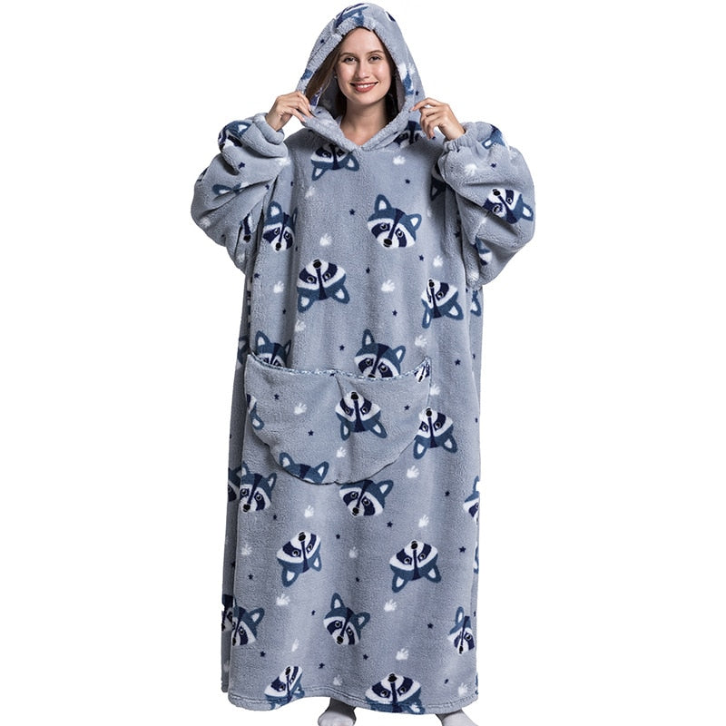 Super Long Hoodie Blanket Flannel Blanket with Sleeves Winter Hooded Sweatshirt  Pullover Giant Oversized Blanket The Clothing Company Sydney