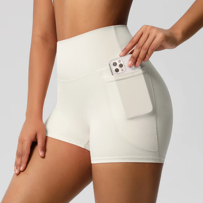 Women's Pocketed Yoga Legging Shorts Squat Proof High Waist Fitness Quick Drying Cycling Workout Gym Shorts