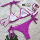 2 Piece Rhinestone Swimsuit Crystal Thong String Bikini Set Swimwear Beach Wear Bathing Suit