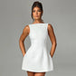 Womens Fashion Summer Short Backless wedding Party Elegant Casual White Slip Sundress Sleeveless Dress