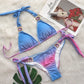 Rhinestone Two 2 Piece Swimsuit Crystal Thong String Bikini Set Women Swimwear Beach Wear Bathing Suit