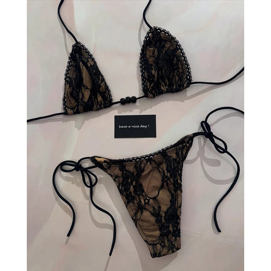 2 Piece Micro Bikini Swimsuits Swimwear Lace Brazilian Bikini Set Thong Swim Suits Solid Beachwear The Clothing Company Sydney