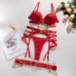 4 Piece Padded Lingerie Underwear Women Body Fine Bra and Brief Panty G String Set Luxury Garter With Chain Lingerie Set The Clothing Company Sydney