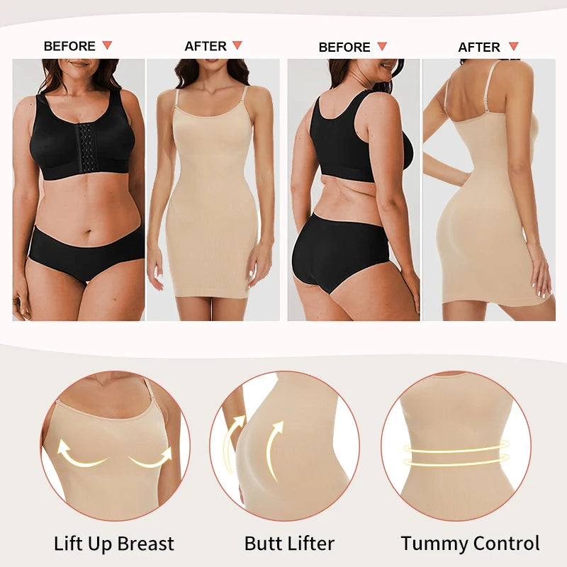 Seamless Shapewear Control Slips for Under Dresses Women Body Shaper Cami Slip