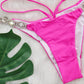 2 Piece Rhinestone Swimsuit Crystal Thong String Bikini Set Swimwear Beach Wear Bathing Suit