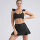 Two Piece Set Women's Yoga Gym Running Badminton Skirt Suit Crop Top Sports Bra Stacked Shorts Tennis Skirt Workout Clothing The Clothing Company Sydney